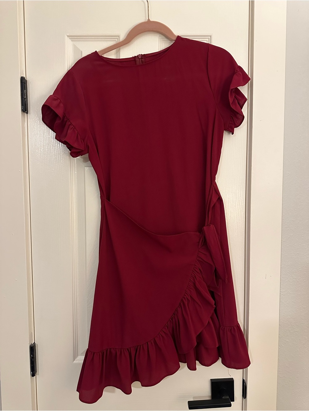 Women's Red Ruffle Wrap Dress